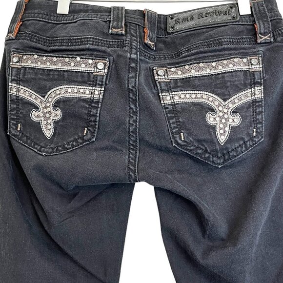 Rock Revival Sherry Black Cropped Jeans Women's Size 28 - Picture 13 of 14